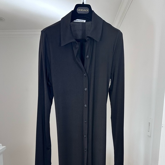 Reformation Black Maxi Dress with Red Belt - Picture 5 of 9